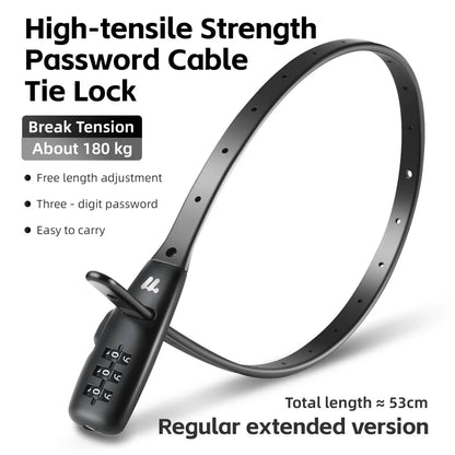 Candado de Combinación con Cable Portátil - Aleación de Zinc, 3 Dígitos, 31cm y 53cm, Casco y Bicicleta