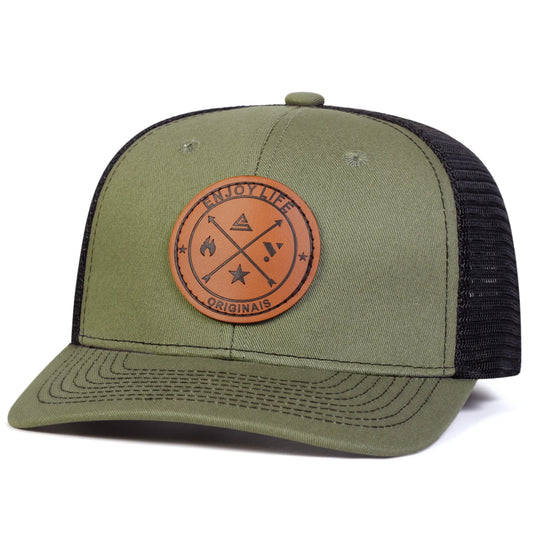 Radiate ENJOY LIFE Mesh Trucker Cap, Leather Label, Unisex