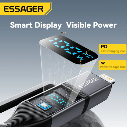 4-in-1 USB Cable 100W – Digital Display, Fast Charging for iPhone, iPad, MacBook & USB-C