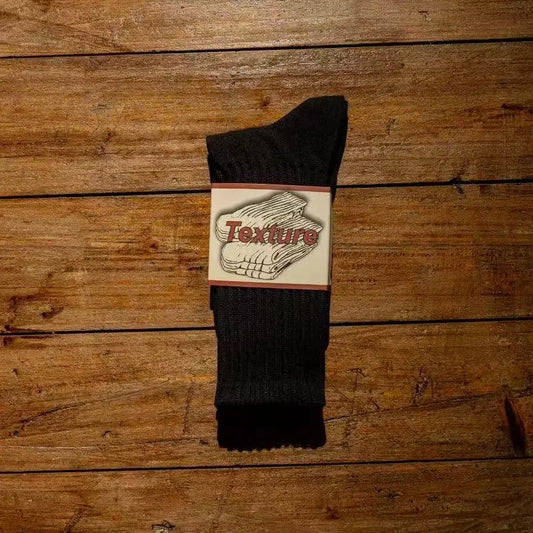 Calcetines Retro Gruesos de Algodón – Tripulantes de Punto de Media Caña para Hombre (Negro / Beige / Café)