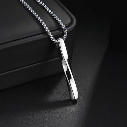 Men’s Stainless Steel Spiral Cylinder Pendant Necklace  Elegant Geometric Charm for the Modern Man