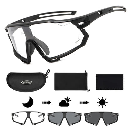 Photochromic Cycling Sunglasses - UV400, 152mm Wide, CE Certified, With/Without Case
