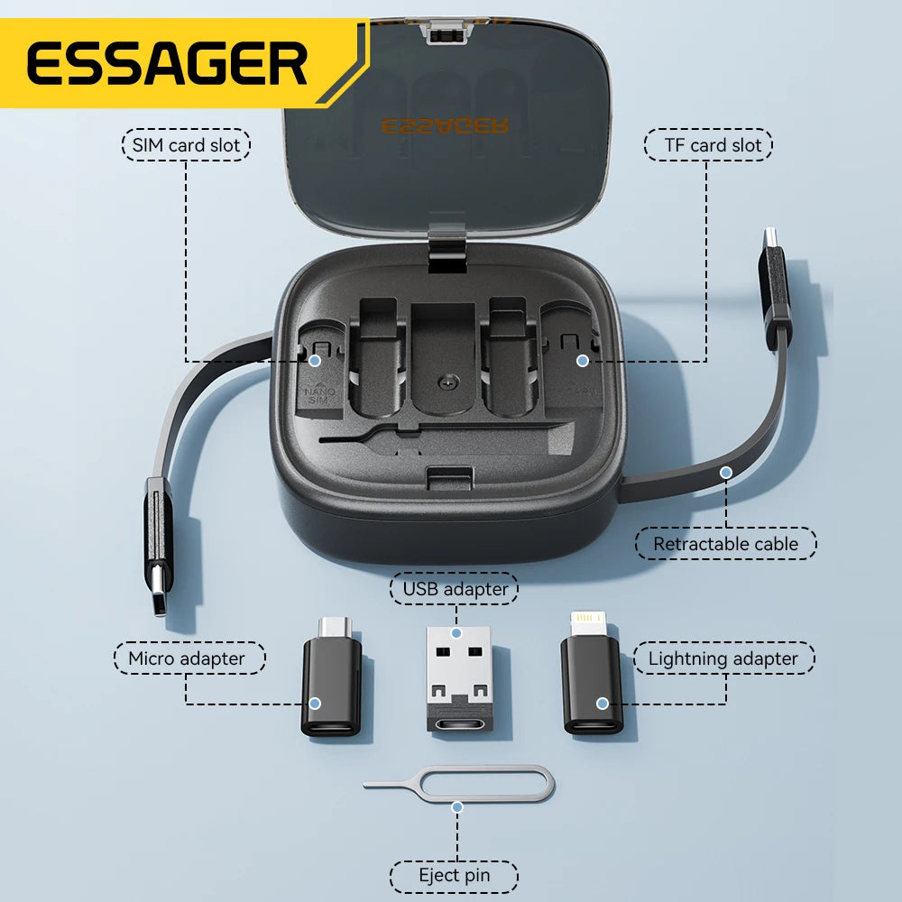 60W Fast Charger Travel Kit - 3-in-1 USB-C Cable, Storage Box & Phone Stand