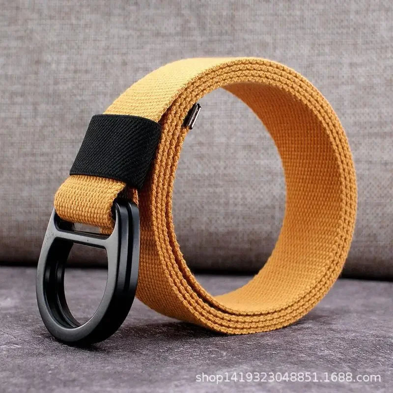 Striped Canvas Belt - Double Buckle Unisex (110-170cm)