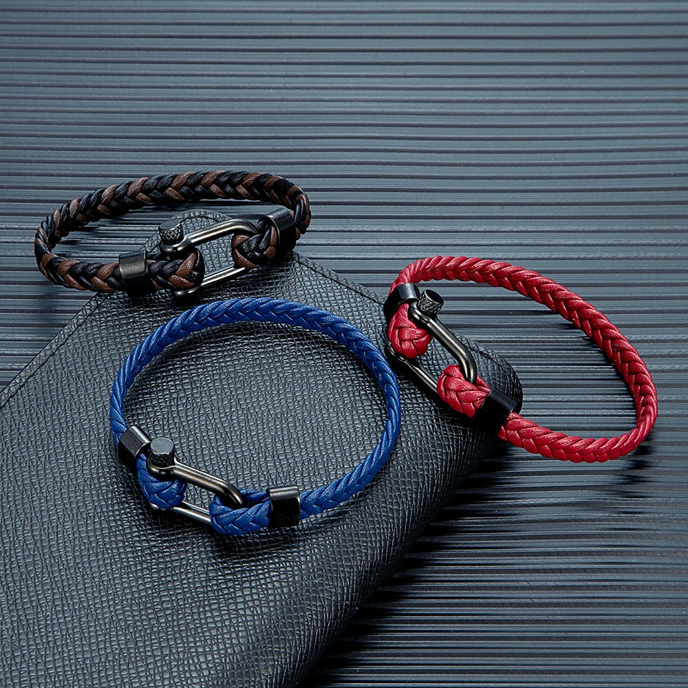 Minimalist Leather Bracelet - Magnetic Clasp, Stainless Steel