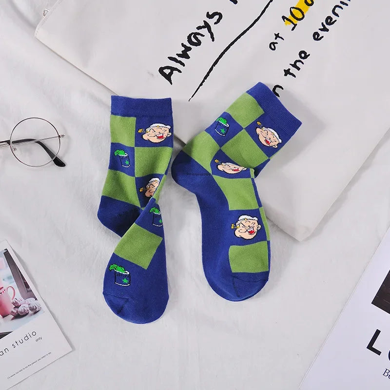 Calcetines de Algodón con Estampado de Dibujos Animados - Jacquard, 5 Diseños, Unisex EU 35-41