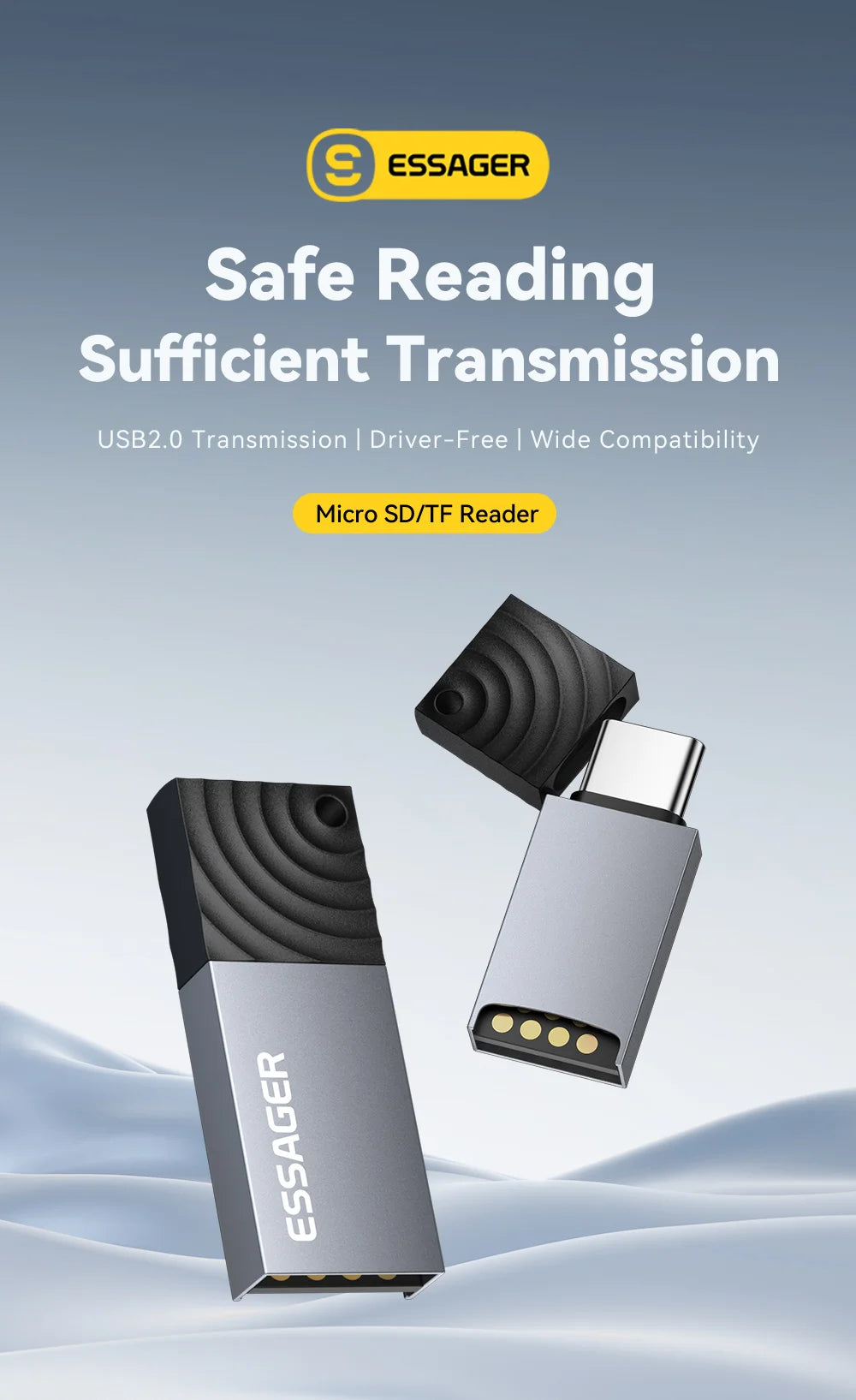 Dual-Interface Card Reader - USB-C & USB 2.0 to MicroSD/TF Adapter for Tech Professionals