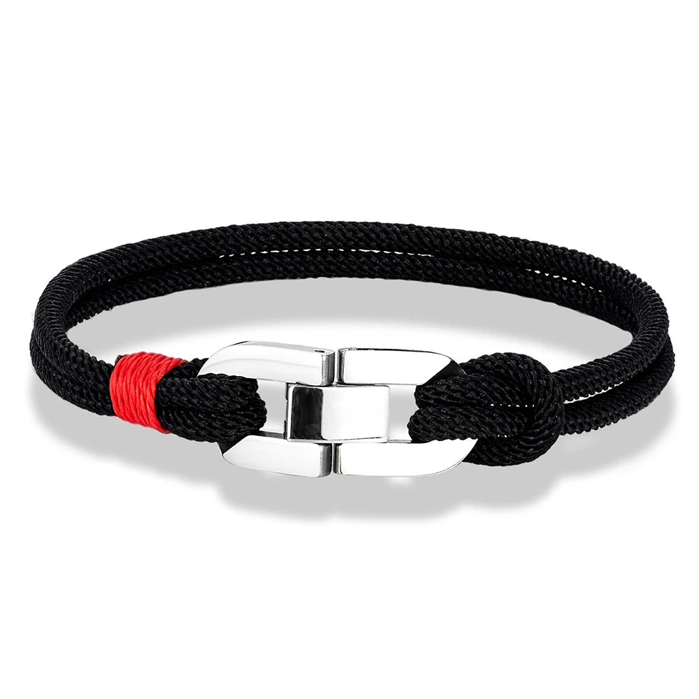 Pulsera de cuerda trenzada y ancla de acero – Estilo náutico para parejas