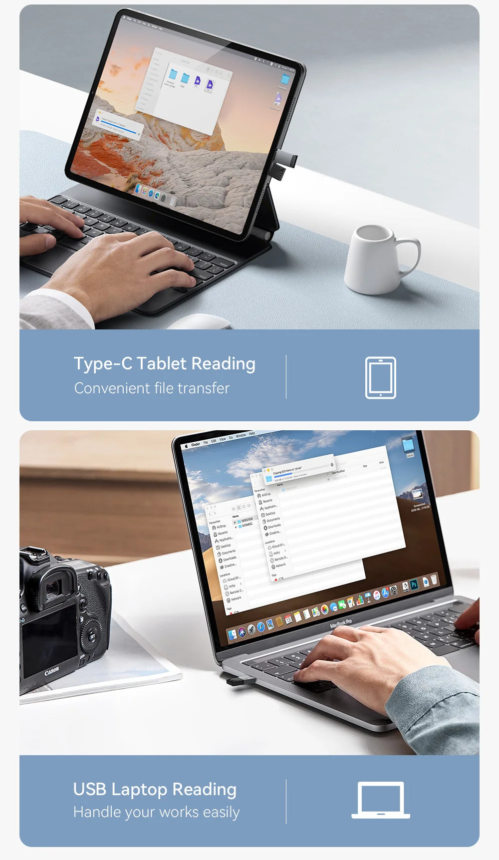 Dual-Interface Card Reader - USB-C & USB 2.0 to MicroSD/TF Adapter for Tech Professionals