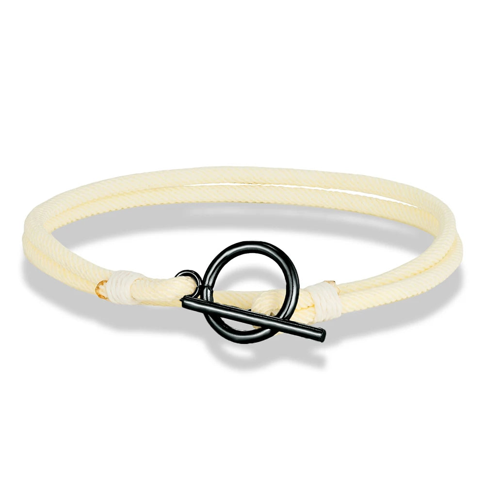 Stylish Rope Bracelet Nautical Design with Stainless Steel OT Buckle