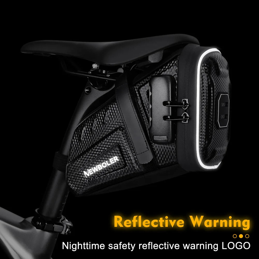 Bike Saddle Bag with Password Lock  Waterproof & Reflective Tool Pouch