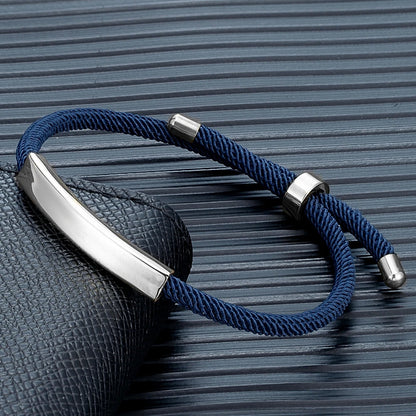 Pulsera de cuerda grabada a medida - Acero inoxidable, ajustable, 15 colores, personalizada