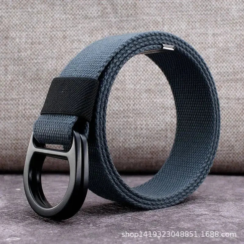Striped Canvas Belt - Double Buckle Unisex (110-170cm)