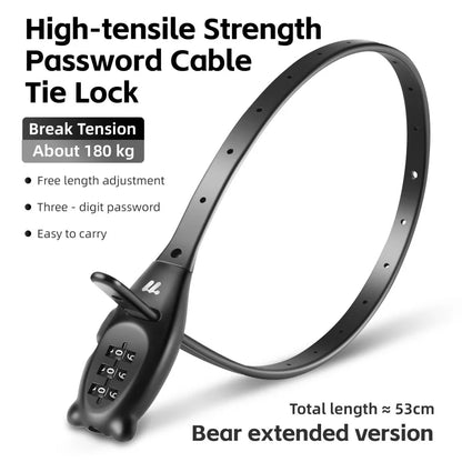 Candado de Combinación con Cable Portátil - Aleación de Zinc, 3 Dígitos, 31cm y 53cm, Casco y Bicicleta
