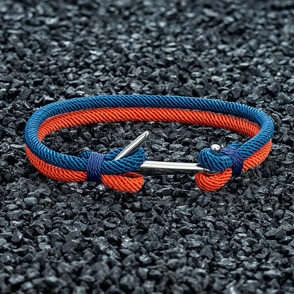 Nautical Steel Double Rope Anchor Bracelet Waterproof, Unisex & Adventure Ready