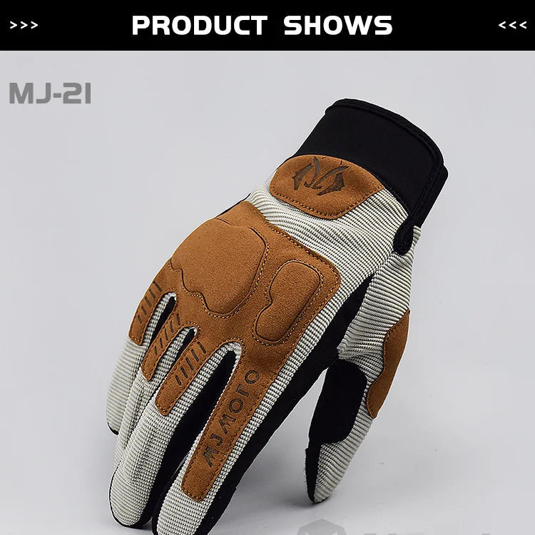 Pair of gloves with brown and black design on a gray background