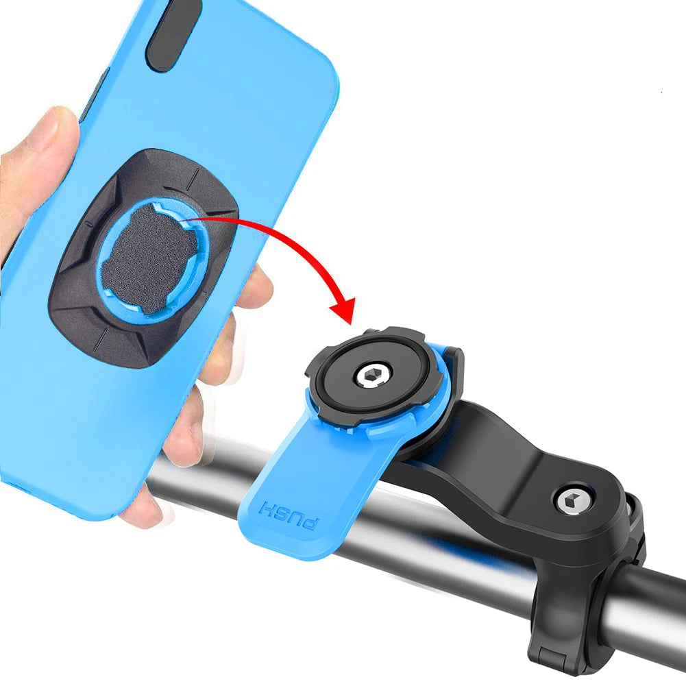 Shockproof Bike & Motorcycle Phone Mount – Rotating Handlebar Holder | 4.7–7.2" (5 Configs)