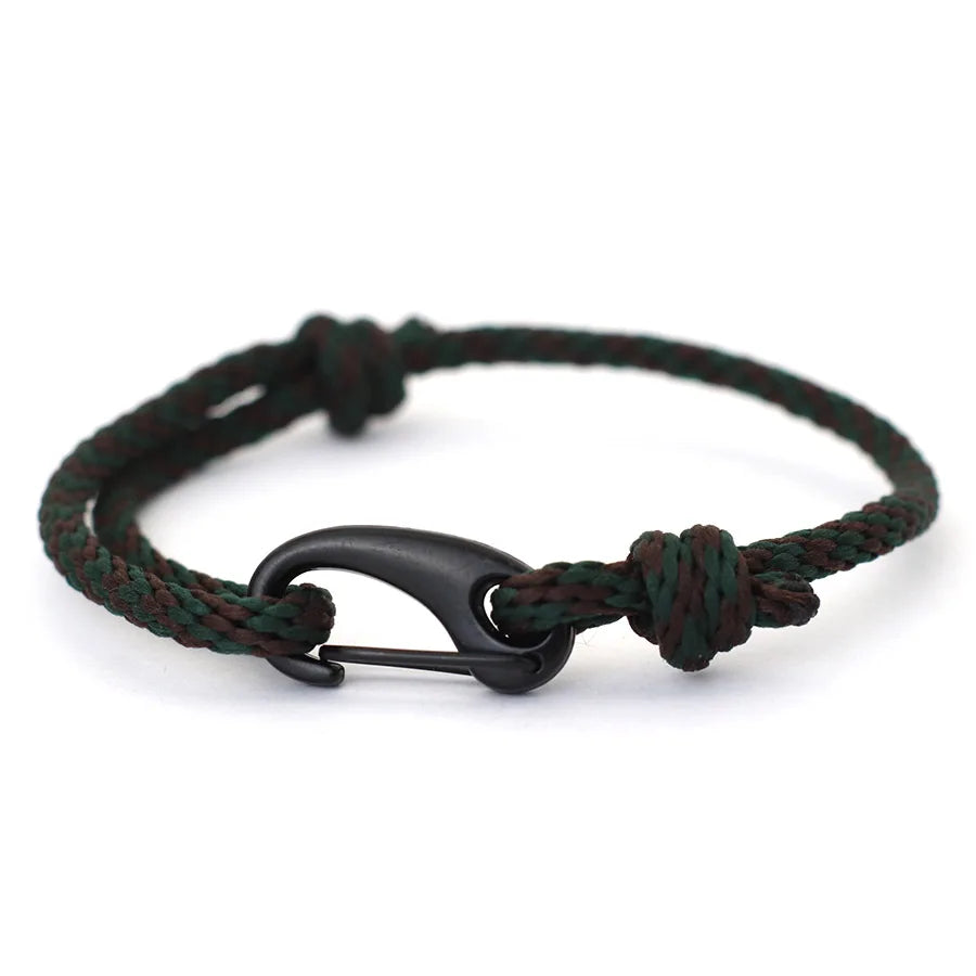 New Handmade Ethnic String Bracelet For Men Marine Fabric Nautical Braslet Black D Buckle Climbing Rope Braclet Beach Pulseria deideas