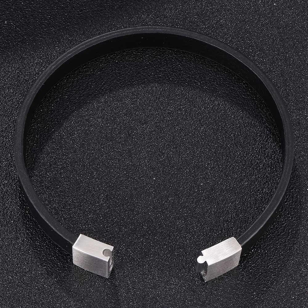 Pulsera de piel con cruz - Dije de acero inoxidable
