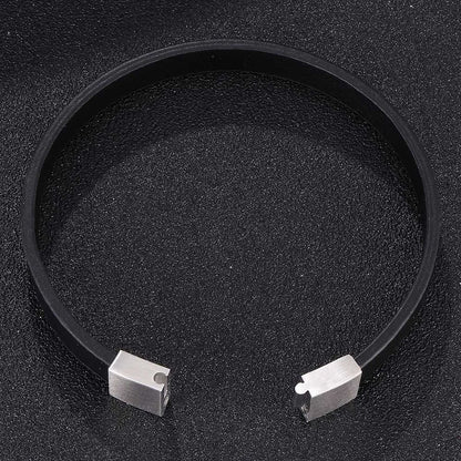 Pulsera de piel con cruz - Dije de acero inoxidable