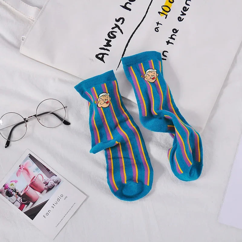 Calcetines de Algodón con Estampado de Dibujos Animados - Jacquard, 5 Diseños, Unisex EU 35-41