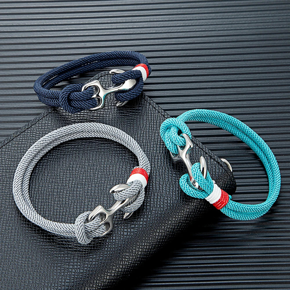 Nautical Survival Bracelet  Dual Rope with Stainless Steel Anchor
