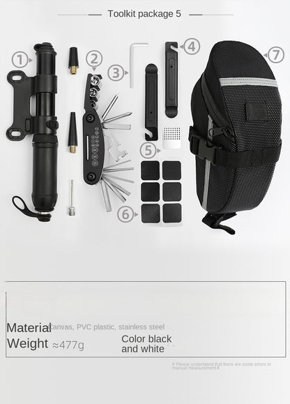 Bicycle Repair Tool Kit Pump Tire Patch Multifunctional Wrench