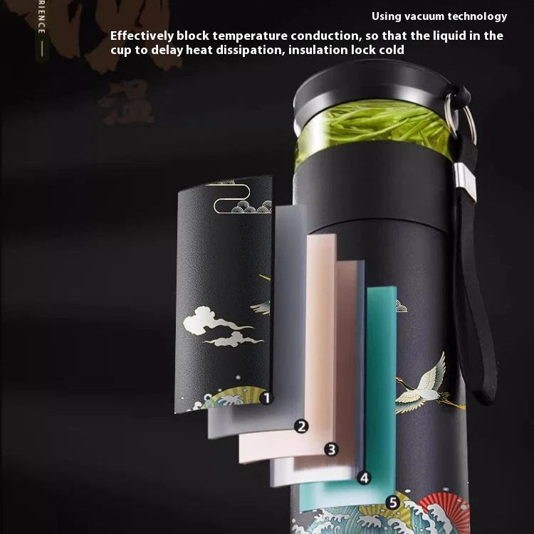 Thermal Travel Mug 316 Stainless Steel, Ceramic Inner, Tea & Coffee Infuser, Foam-Insulated