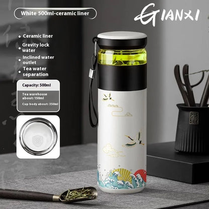 Thermal Travel Mug 316 Stainless Steel, Ceramic Inner, Tea & Coffee Infuser, Foam-Insulated