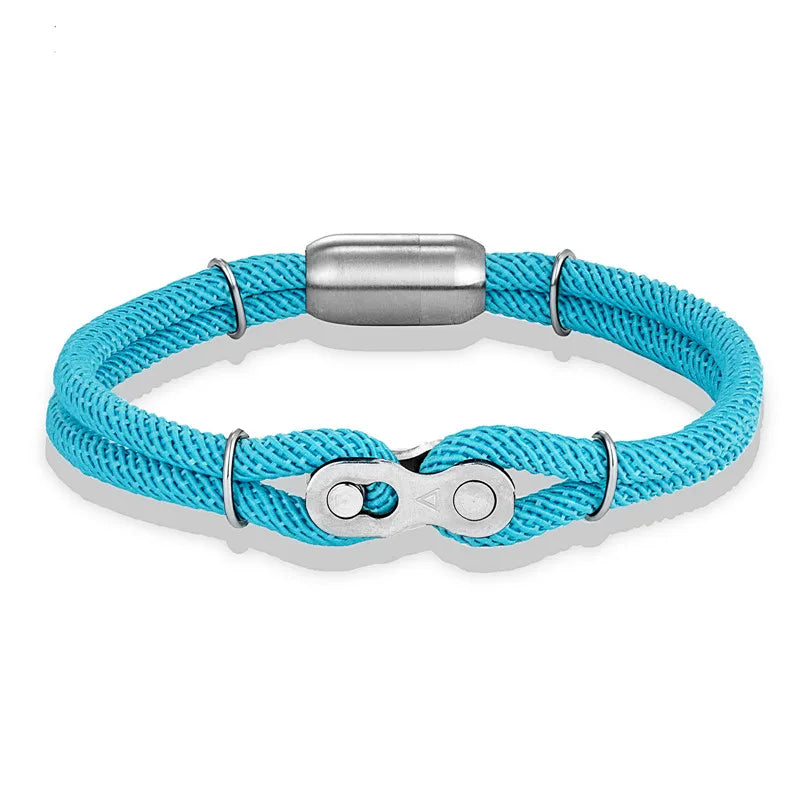 Biker Chain Magnetic Bracelet Rugged Rope & Rock Style