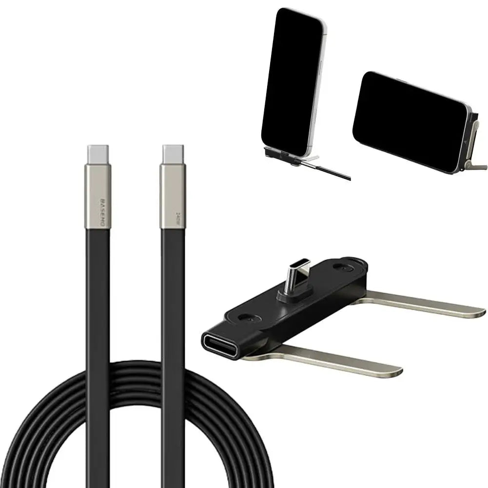 240W USB-C Cable with Phone Stand – Ultra-Fast Charging & 480Mbps Data Transfer