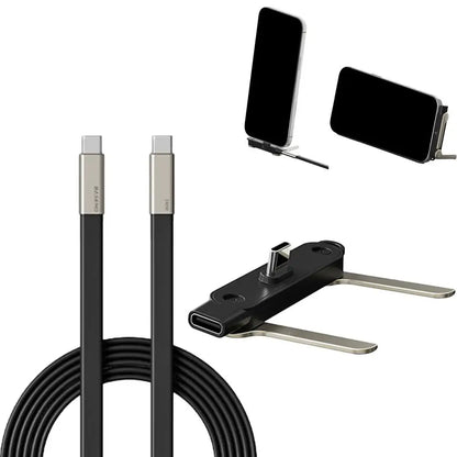 240W USB-C Cable with Phone Stand – Ultra-Fast Charging & 480Mbps Data Transfer