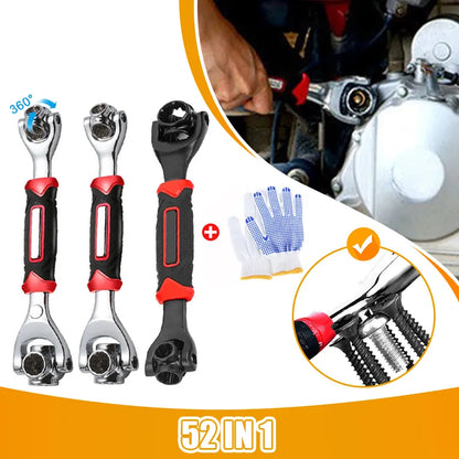 Multipurpose wrench 52 in 1, 360-degree rotation