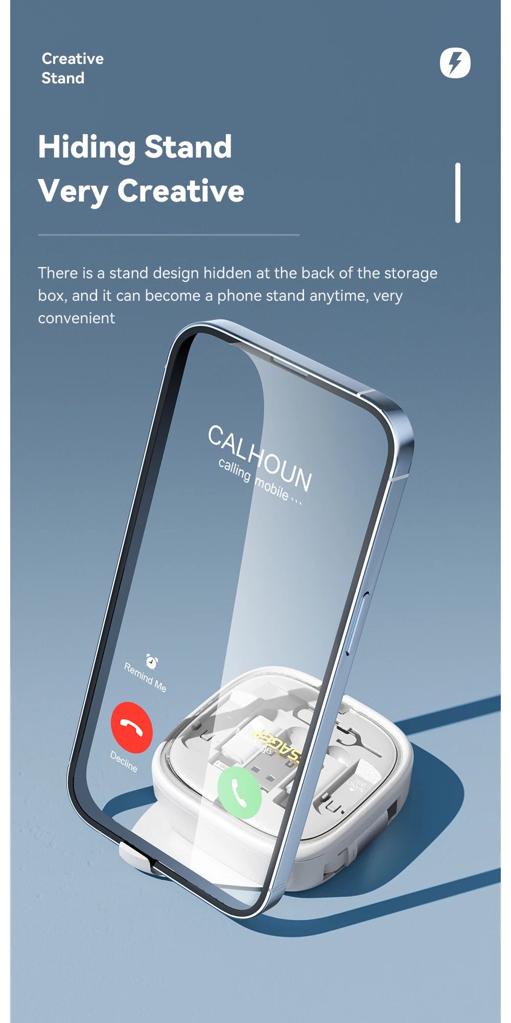 60W Fast Charger Travel Kit - 3-in-1 USB-C Cable, Storage Box & Phone Stand