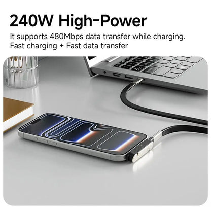 240W USB-C Cable with Phone Stand – Ultra-Fast Charging & 480Mbps Data Transfer