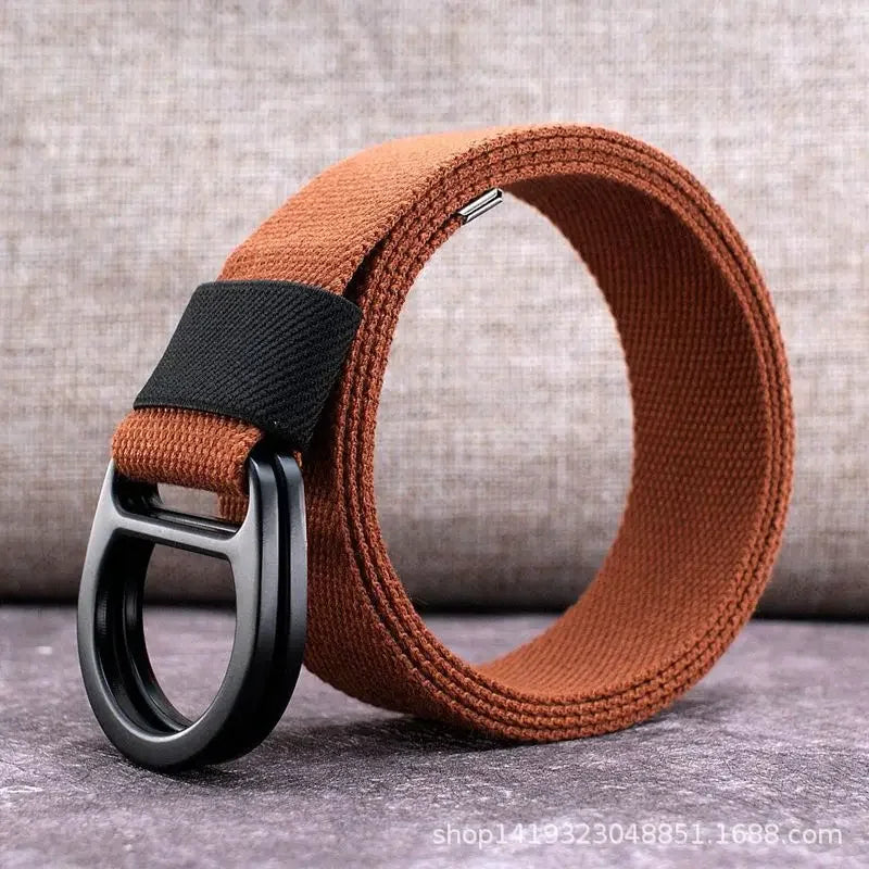 Striped Canvas Belt - Double Buckle Unisex (110-170cm)