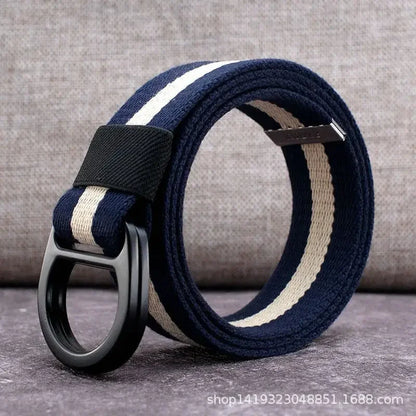 Striped Canvas Belt - Double Buckle Unisex (110-170cm)