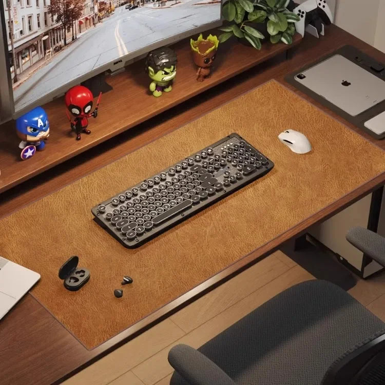 Retro Large Mouse Pad – Waterproof, Non-Slip PU Suede Desk Mat for Computer & Gaming