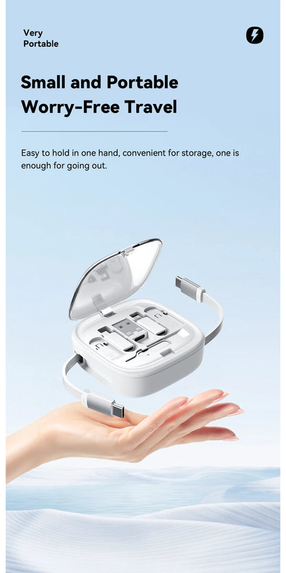 60W Fast Charger Travel Kit - 3-in-1 USB-C Cable, Storage Box & Phone Stand