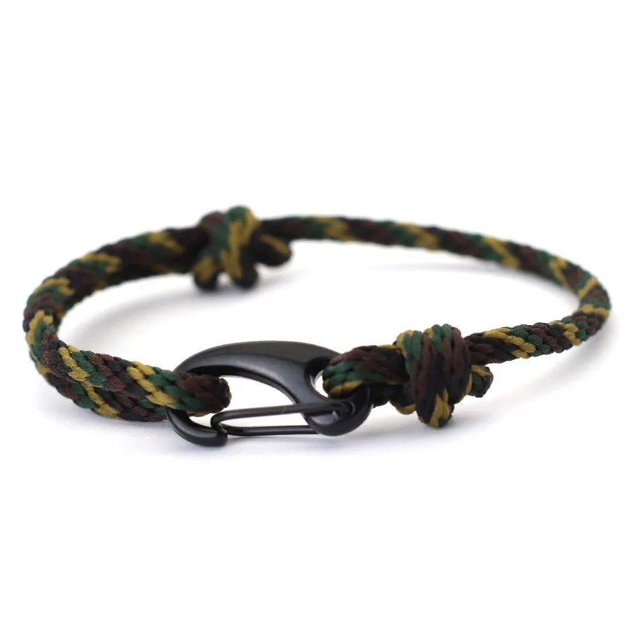 New Handmade Ethnic String Bracelet For Men Marine Fabric Nautical Braslet Black D Buckle Climbing Rope Braclet Beach Pulseria deideas