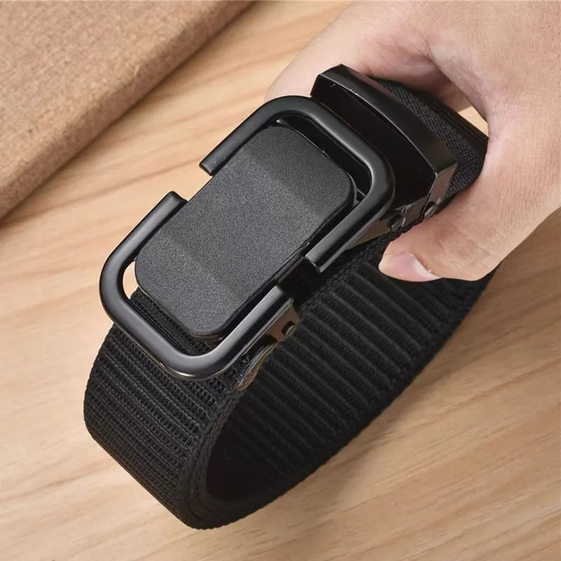 Cinturón de Nailon con Hebilla Metálica Automática - 120cm, 6 Colores, Unisex