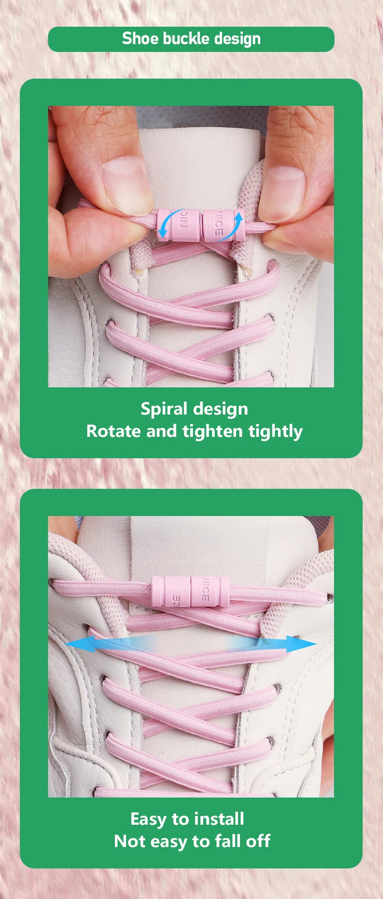 No-Tie Elastic Shoelaces with Color Buckle
