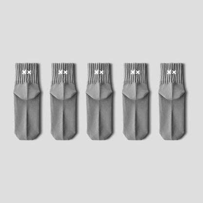 Men's Cushioned Athletic Crew Socks - Breathable Cotton Blend with XX Embroidery