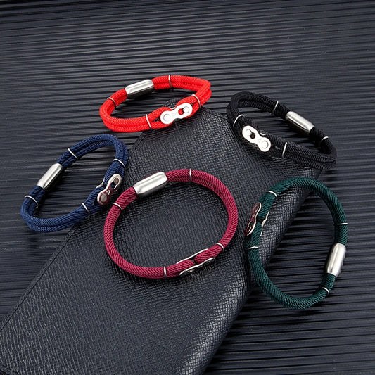 Biker Chain Magnetic Bracelet Rugged Rope & Rock Style