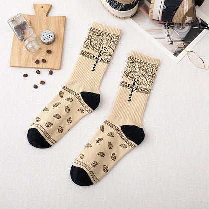 Cactus Jack White Crew Socks - Bandana Design Streetwear Cotton Blend | Men's EUR 36-43