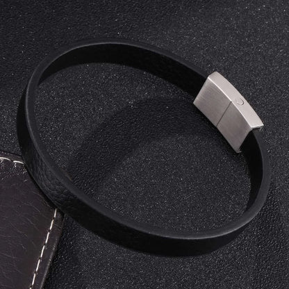 Pulsera de piel con cruz - Dije de acero inoxidable