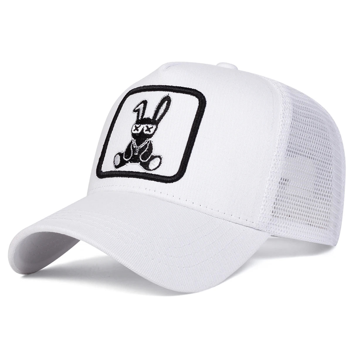 Rabbit Embroidery Baseball Cap - Mesh Trucker, Adjustable, Unisex