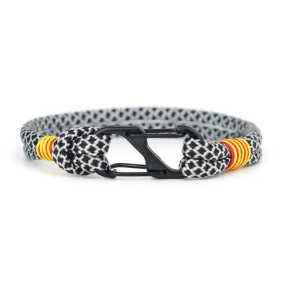 Two-Tone Rope Bracelet for Men – Zinc Alloy Carabiner Clasp
