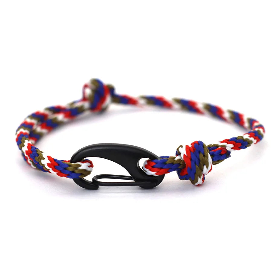 New Handmade Ethnic String Bracelet For Men Marine Fabric Nautical Braslet Black D Buckle Climbing Rope Braclet Beach Pulseria deideas