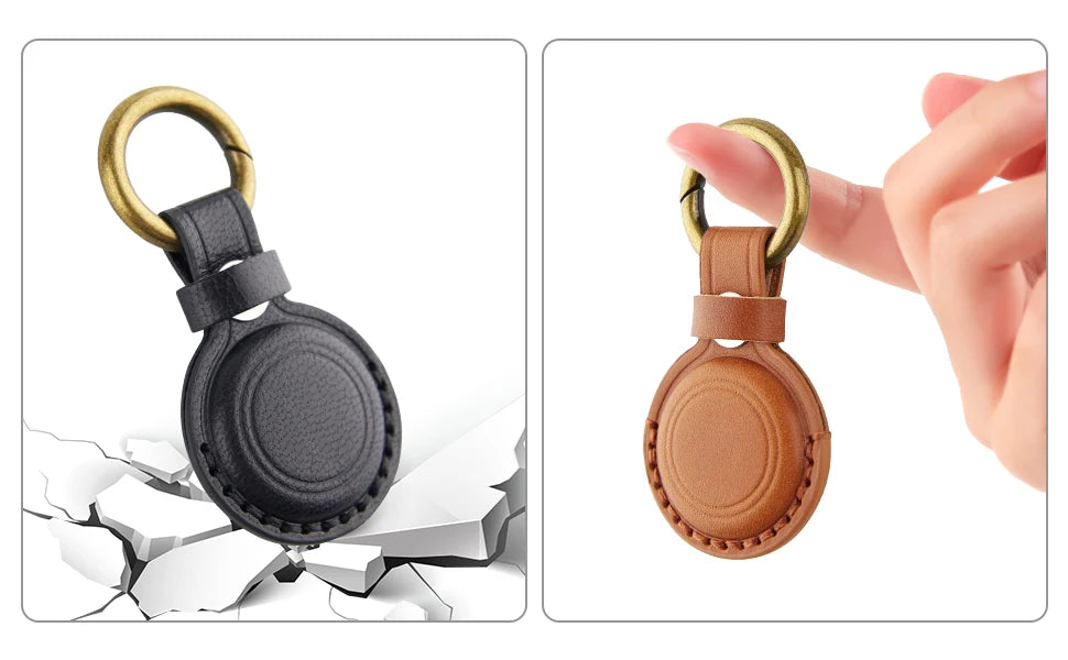 Genuine Leather for Apple Airtag Case Keychain Leather Protective Air tag Cases Cover Airtag Holder Accessories Key Ring Tracker deideas